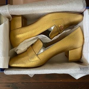Stuart Weitzman Riela 50 Gold Loafers - Sz. 10.5 - Never Worn
